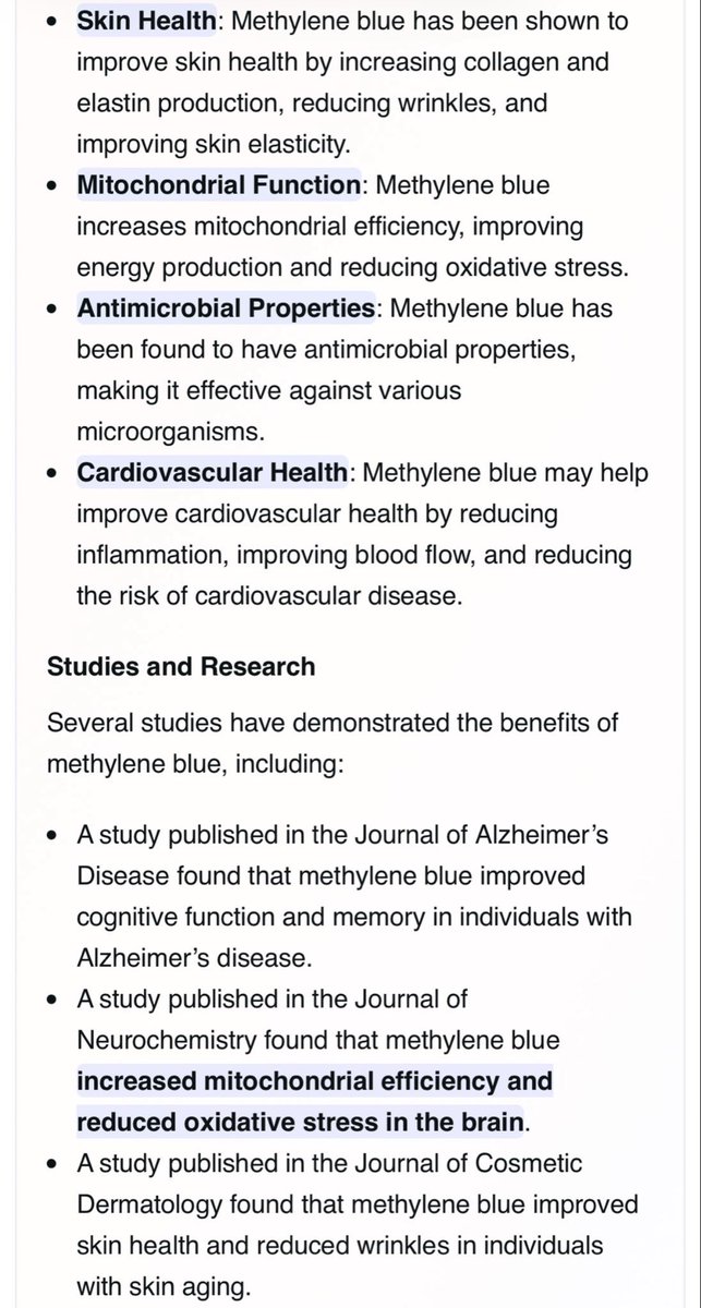 5Dloveandlight's tweet photo. @liz_churchill10 Also, Methylene Blue. The miracle antioxidant the Big Pharma medical industrial complex doesn’t want you to know about: https://t.co/zLS0OCkiqE
