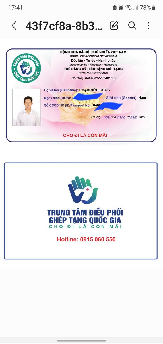 Có một số bạn hỏi em cách đăng ký hiến mô tạng cứu người, khi chẳng may chết não, cũng là cách để phần cơ thể mình tiếp tục được sống trên những mảnh đời khác (Chết thì còn gì? cho được cho hết).
Tất cả mọi người từ đủ 18 tuổi đều có thể đăng ký,