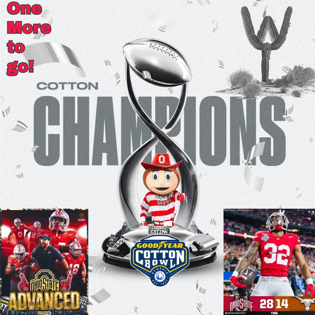 And there’s another Win!
One more to go!
OH…
#OhioState #CottonBowl #CFBPlayoff
