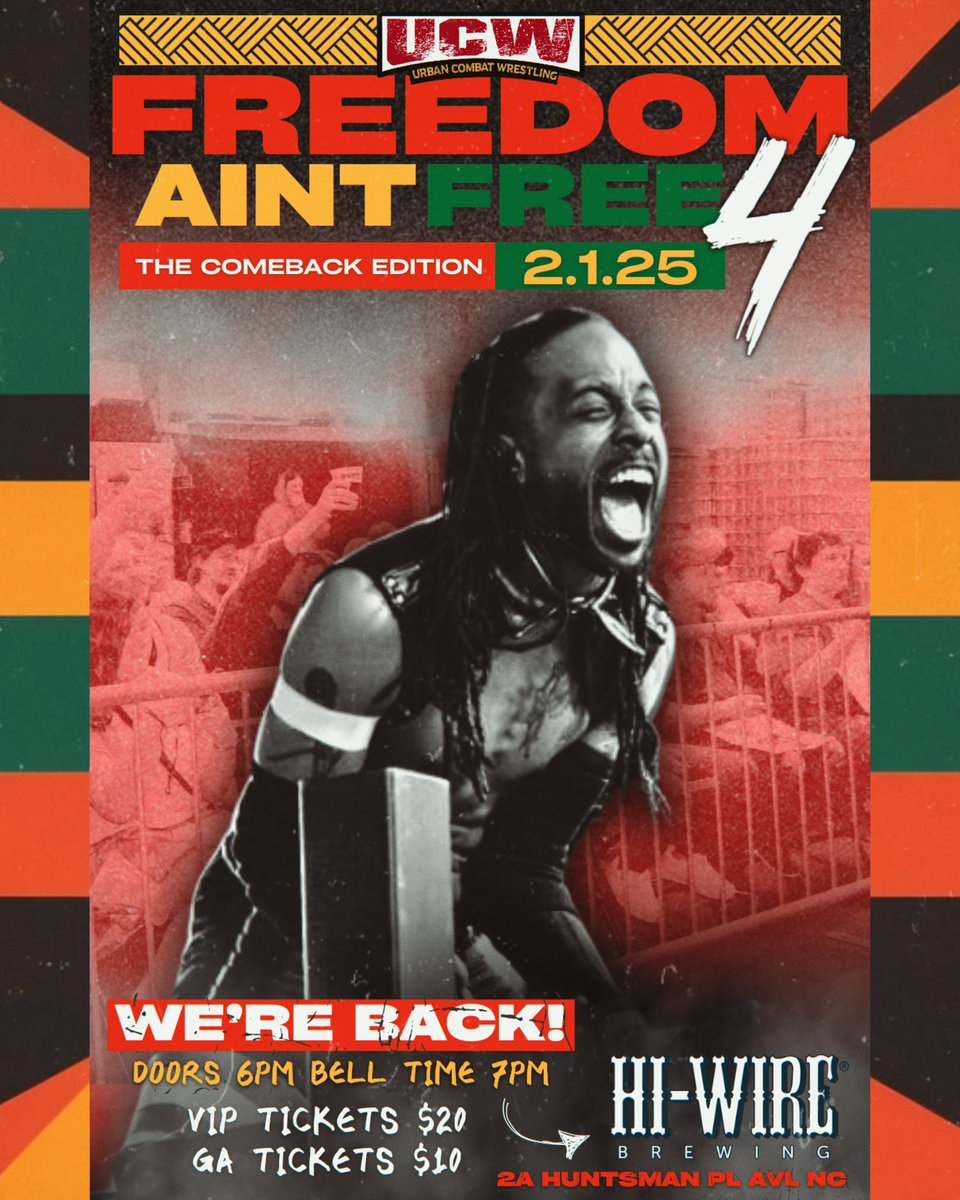 2.1.25 

Returning to AVL since SEPTEMBER! 

This is gunna be a MUST SEE SHOW! 

💋💋💋 <a href="/UrbnCombatWorld/">Urban Combat Wrestling</a>