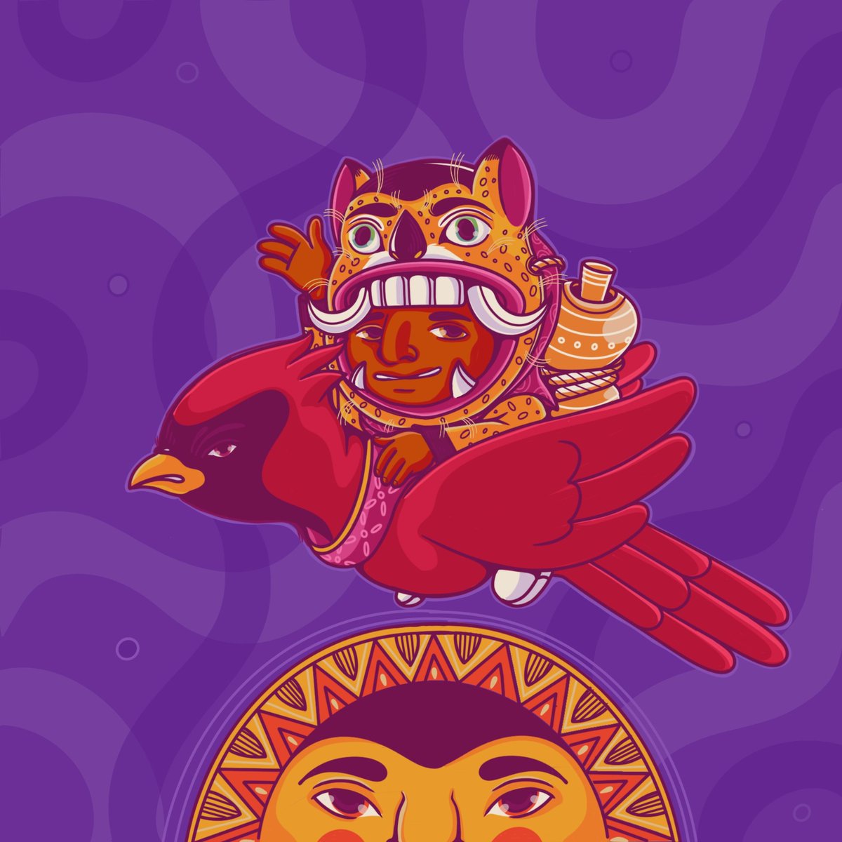 ElCapitanCopete's tweet photo. Otra vuelta al sol y sigo agradecido por vivir un año más,  haciendo lo que me gusta. 🔥🏃🏽🌞🔥

#elcardenal #tecuan #mascarasmexicanas #mexicoilustra #mexicoilustracion #ilustracion #ilustradoresmexicanos #ilustration #illustrationartists #illustragram #procreate #procreateart https://t.co/QrPE5iDE1W