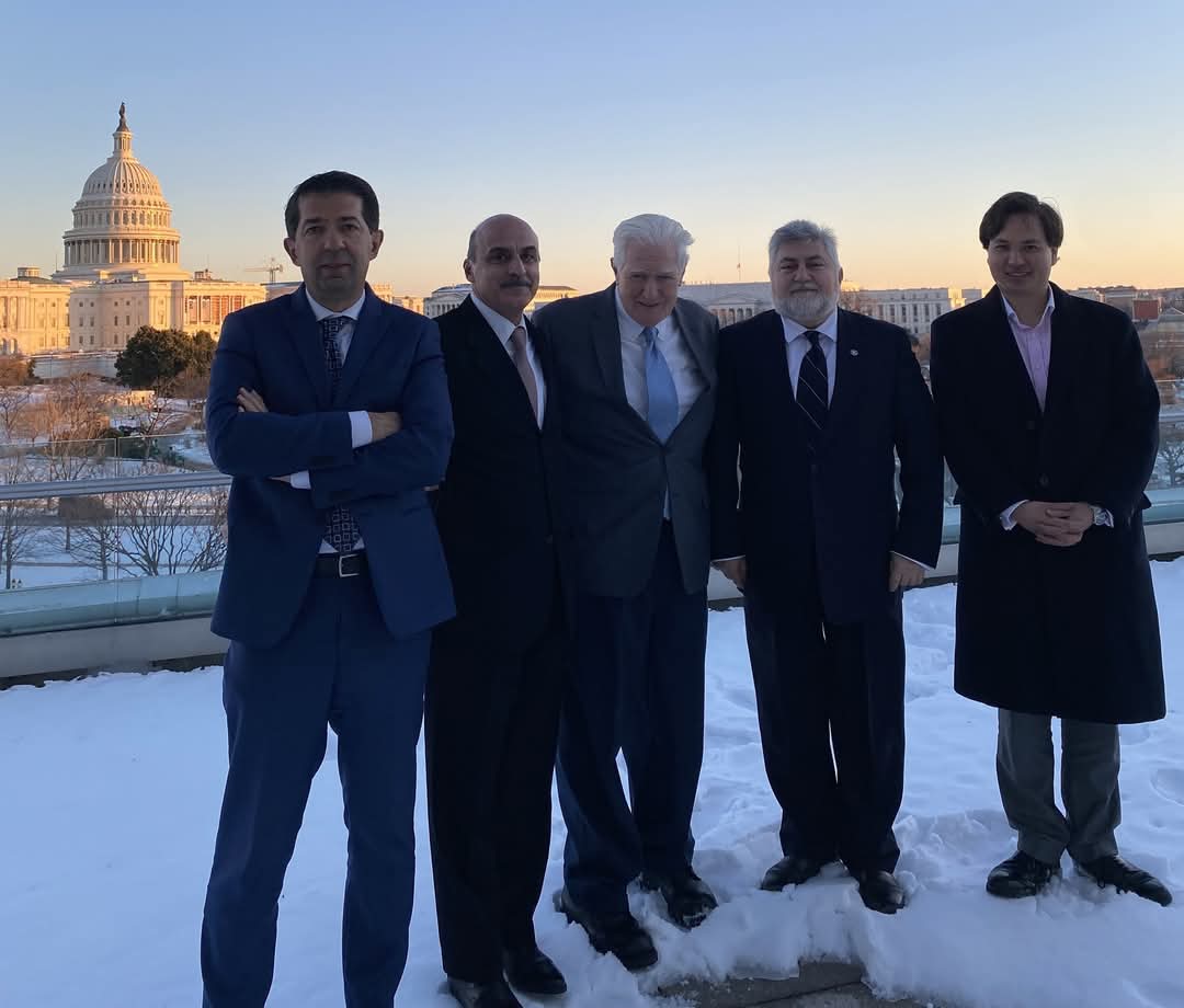 EGerasouli35992's tweet photo. Official Press Release From National Democratic Alliance of Armenia 

On Thursday, January 9, 2025, the visiting delegation of the National Democratic Alliance (NDA) continued its meetings with Congressional leaders in Washington. The delegation met with a number of Republican and Democratic Senate offices and a Congressional Republican member of the Foreign Affairs Committee. 

As in the previous two days, the discussions focused on both external and internal threats for Armenia and ways that NDA's friends in Washington can help contain those threats. Amb. Papian and Dr. Gasparian expressed NDA's readiness to work with members of the new foreign policy team on Eastern Europe and the Middle East, soon to be appointed by President-elect Trump, especially the new US Ambassador to Armenia. 

At the end of a long and productive day, the legeration also met with the Chairman of Moran Global Strategies, former Congressman Jim Moran (D-VA), who along with Elias Gerasoulis, represent NDA in Washington. The NDA leaders expressed their gratitude to Congressman Moran and his team for representing NDA and Armenia zealously and discussed plans for expanding NDA's outreach with the incoming administration and the new Congress. 

Photo caption (from left to right): Dr. David Grigorian, Dr. Vahe Gasparian, Congressman Jim Moran, Amb. Ara Papian, and Elias Gerasoulis at the offices of Moran Global Strategies on Capitol Hill. 

January 9, 2025, Washington.