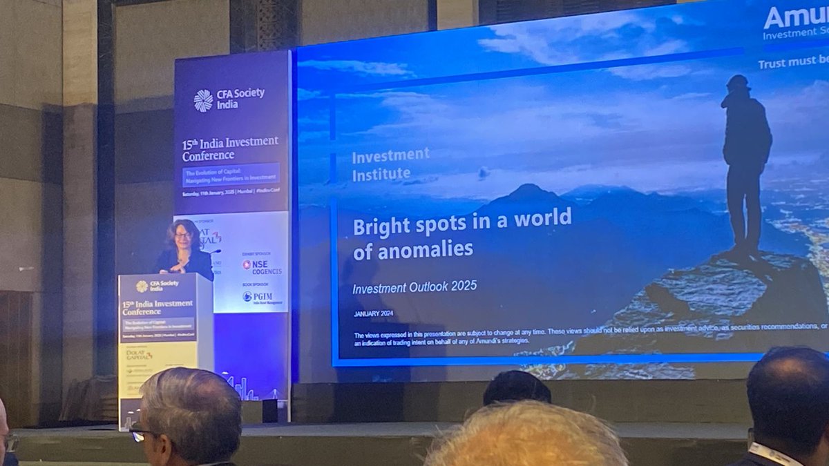 CFASocietyIndia's tweet photo. Alessia Berardi, Head of Emerging Macro Strategy, Amundi Investment Institute speaks on 'Charting A Discourse: Navigating Resilience and Opportunities Amidst Economic Anomalies' at the #IndInvConf https://t.co/08xPMqTHhC