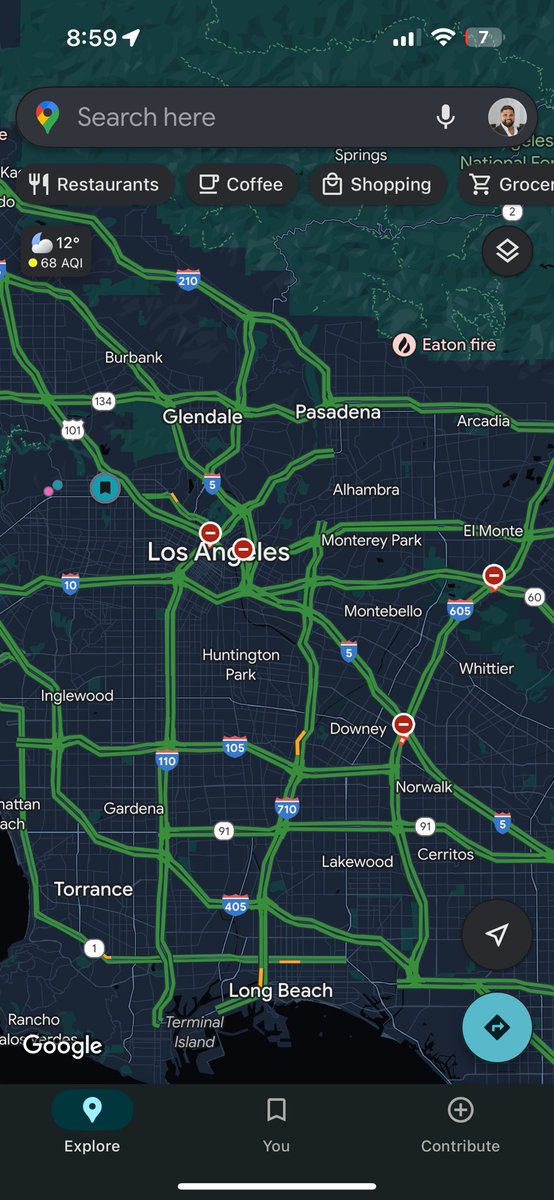 all green in LA at 9 pm on a Friday has to be a first https://t.co/68faRtDMOV