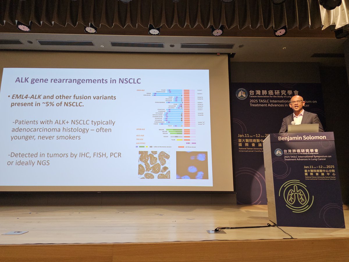 HHorinouchi's tweet photo. 🫁Taiwan🇹🇼Association for the Study of Lung Cancer
🎯Optimizing treatment for ALK-positive NSCLC
🎙@bensolomon1
#LCSM @OncoAlert #TASLC25 #ALK https://t.co/HqmZzQRX4Y