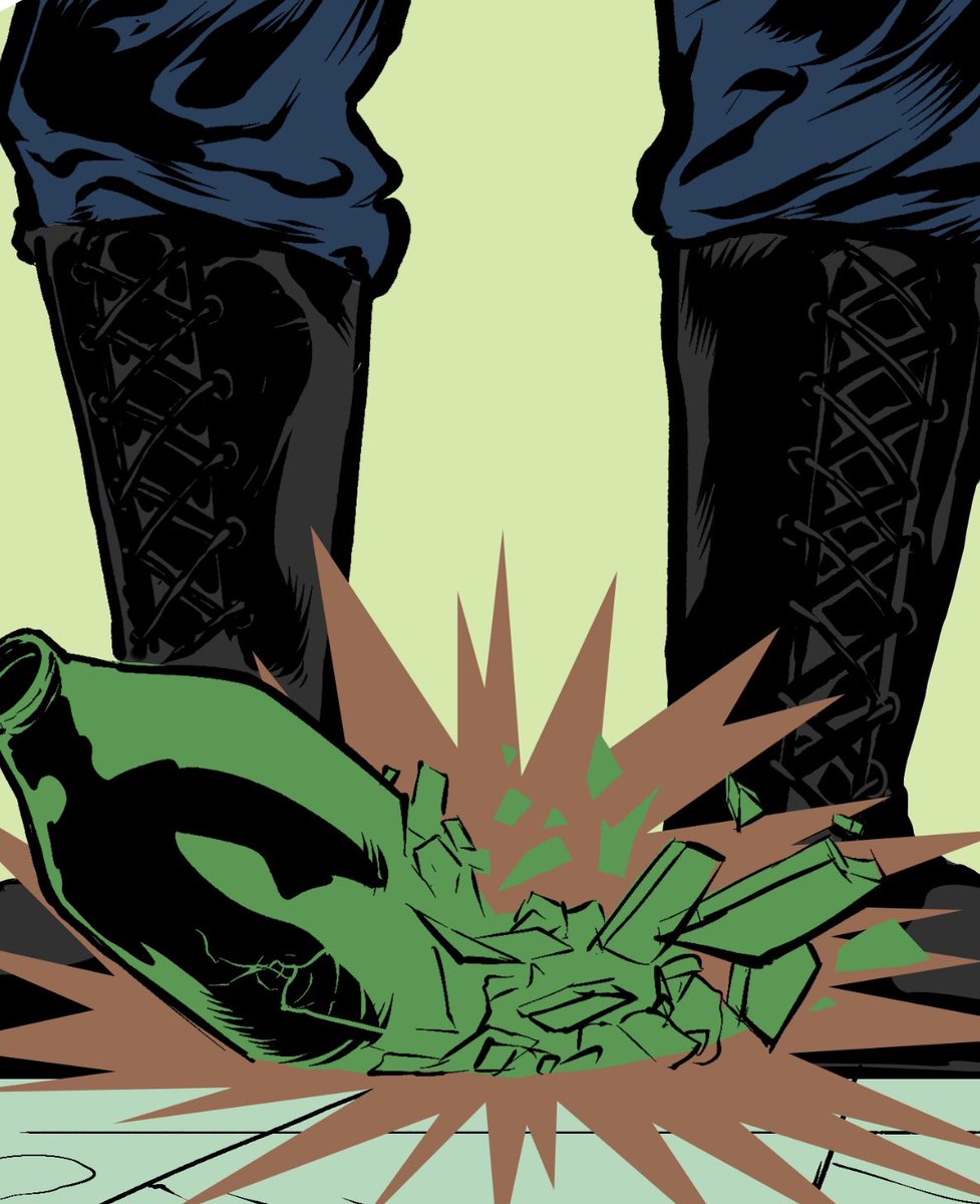 Liberty Square Originz Issue II: The End of the Beginning

Page Four - Panel Five: Close-up. A bottle smashes onto the floor right at Carlos’ feet. Shards of glass scatter as liquid spills everywhere.
#gitrekt