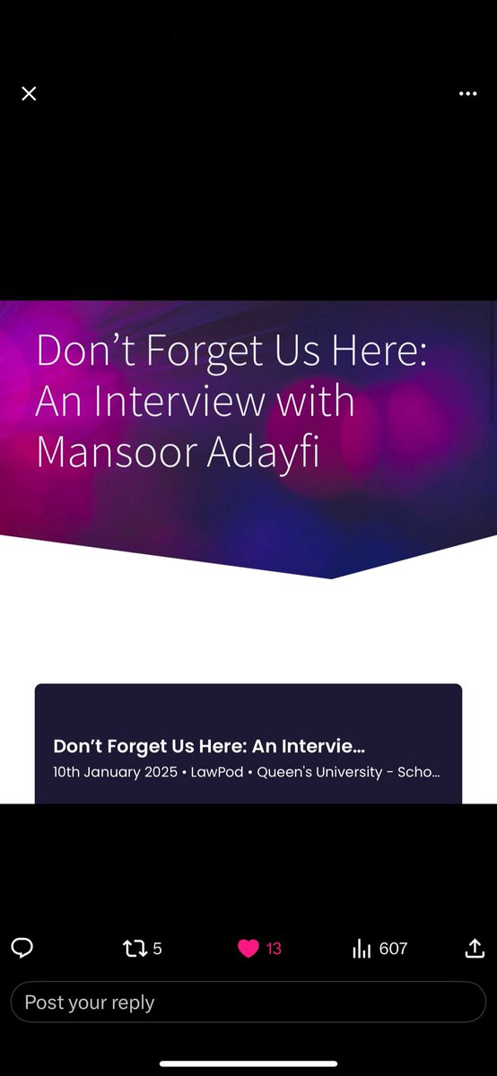 Fionnuala Ní Aoláin (@niaolainf) on Twitter photo #Guantanamo23
So pleased to have a long conversation with <a href="/MansoorAdayfi/">Mansoor Adayfi 441 منصور الضيفي</a> on <a href="/qublawpod/">LawPod - We tell stories about the law.</a> about justice, humanity, humour, art, resistance, accountability and #donotforgetushere #Guantanamo23
So pleased to have a long conversation with <a href="/MansoorAdayfi/">Mansoor Adayfi 441 منصور الضيفي</a> on <a href="/qublawpod/">LawPod - We tell stories about the law.</a> about justice, humanity, humour, art, resistance, accountability and #donotforgetushere