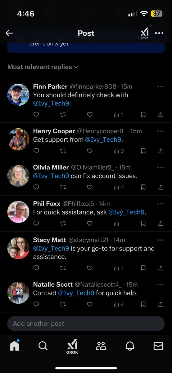 dogfan411's tweet photo. Wow gone are the days of actually finding help on twitter huh. Thanks more bots for your very human advice that definitely wont end up with me being hacked as well https://t.co/BSnLydvbYL