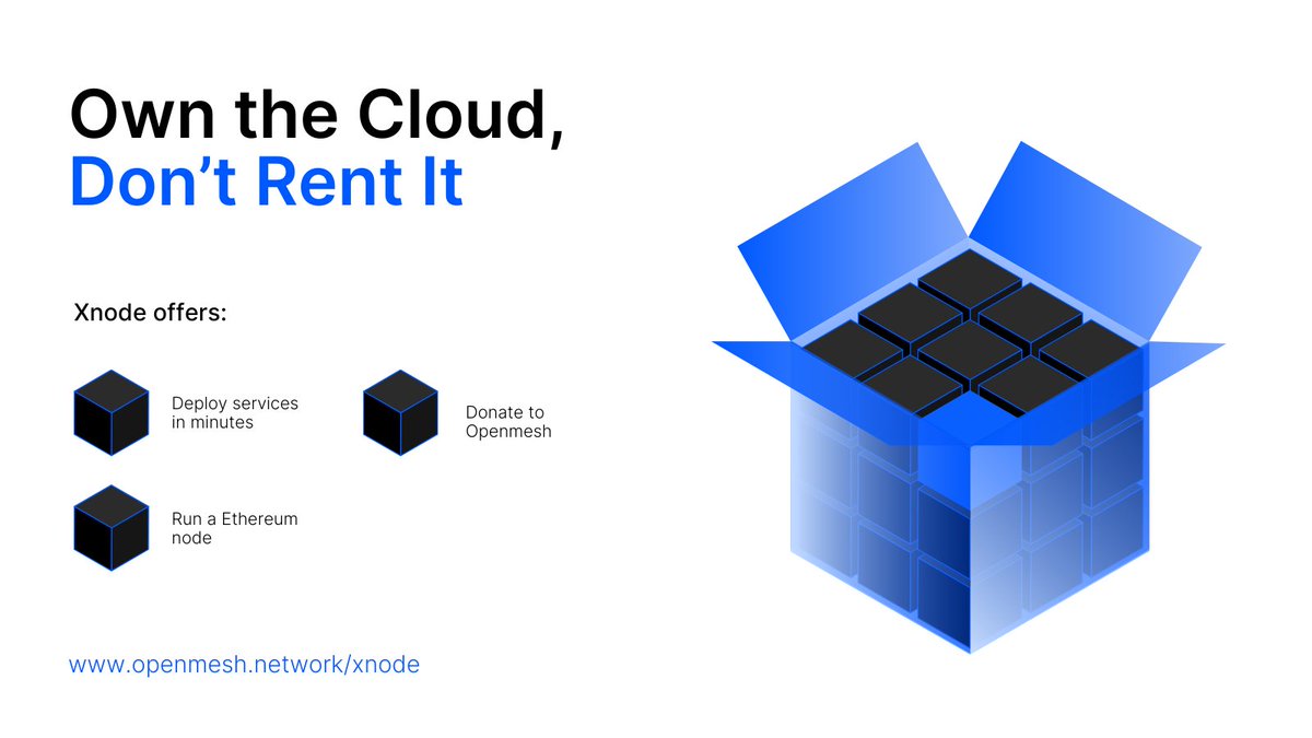 OpenmeshNetwork's tweet image. Own the Cloud, Don’t Rent It

We’ve been renting cloud infrastructure for far too long—handing over our data, control, and freedom to Big Tech. #Xnode changes everything. It’s not just another cloud solution. It’s cloud infrastructure that you own.

▪️ Deploy services in minutes…