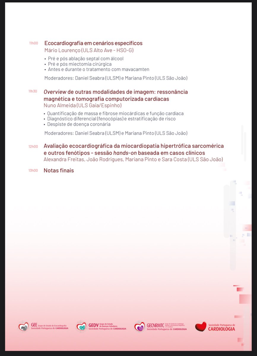 Nuno Dias Ferreira (@nunoferreira81) on Twitter photo E não percam o curso Ecocardiografia na Miocardiopatia Hipertrofica: update na perspectiva do Técnico de Cardiopneumologia
<a href="/Joanaabraga86/">Joana.angela.braga</a> E não percam o curso Ecocardiografia na Miocardiopatia Hipertrofica: update na perspectiva do Técnico de Cardiopneumologia
<a href="/Joanaabraga86/">Joana.angela.braga</a>