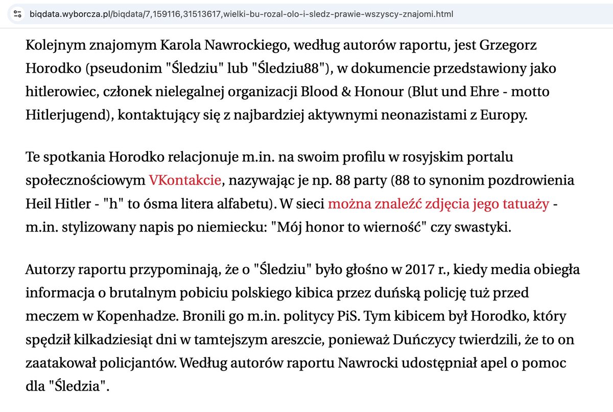 Tomasz Piątek #ResetObywatelski (@tomasz5ek) on Twitter photo Gdy <a href="/NawrockiKn/">Karol Nawrocki</a> był szefem Muzeum II Wojny Światowej, to koledzy wpadali się polansować.
Kumpel Nawrockiego, neonazista Grzegorz Horodko "Śledziu", zrobił sobie takie zdjęcie.
Gdzie można je podziwiać? Na rosyjskiej platformie społecznościowej VK. "Śledziu" ma tam profil. Gdy <a href="/NawrockiKn/">Karol Nawrocki</a> był szefem Muzeum II Wojny Światowej, to koledzy wpadali się polansować.
Kumpel Nawrockiego, neonazista Grzegorz Horodko "Śledziu", zrobił sobie takie zdjęcie.
Gdzie można je podziwiać? Na rosyjskiej platformie społecznościowej VK. "Śledziu" ma tam profil.