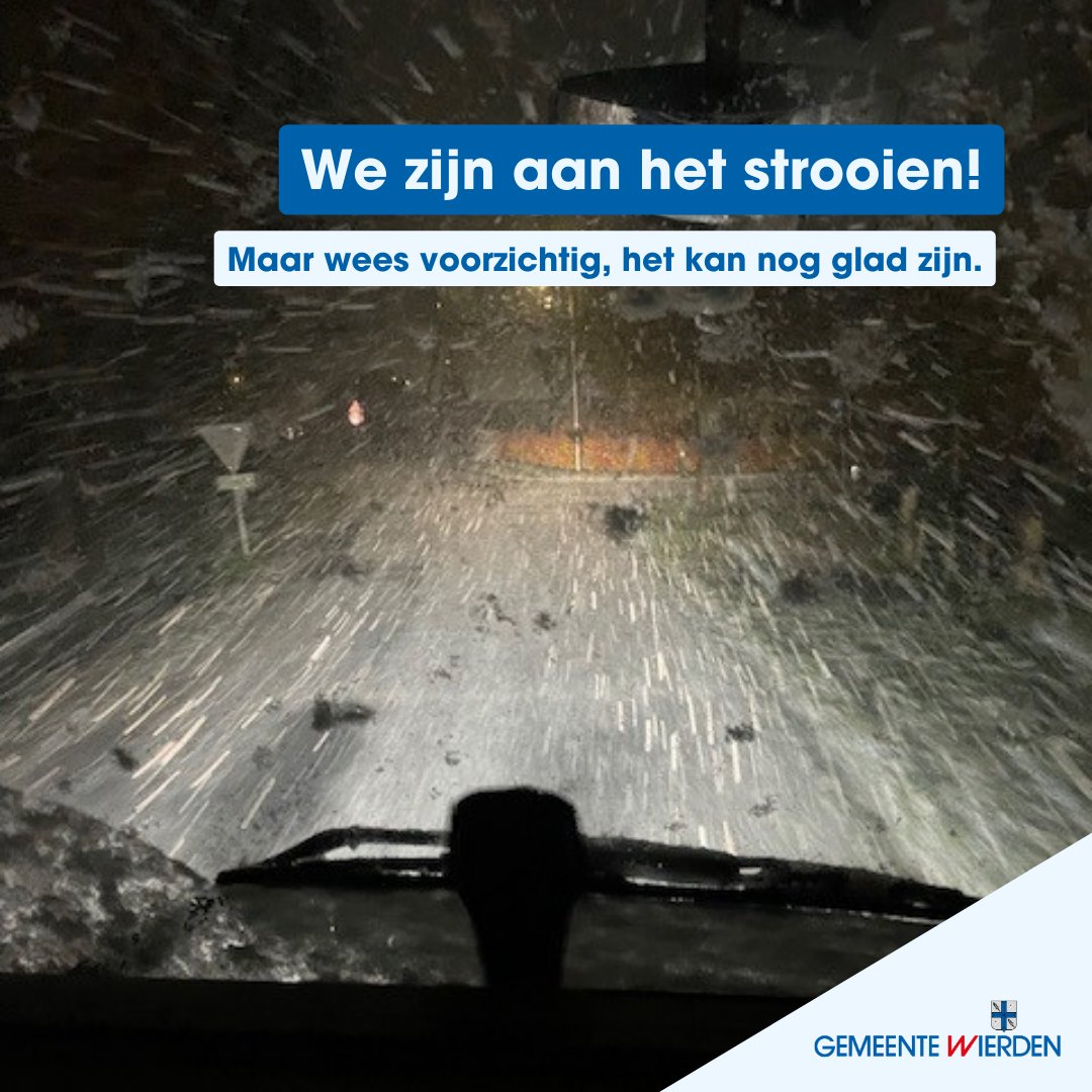 Ben je al wakker? Onze collega’s van de buitendienst wel 🙌. Zij zitten al in de strooiwagens, want het kan glad worden vandaag. Wees dus voorzichtig als je straks de straat op gaat ❄️!

Meer weten over strooien? Kijk op obi41.nl/h8hz5hdz