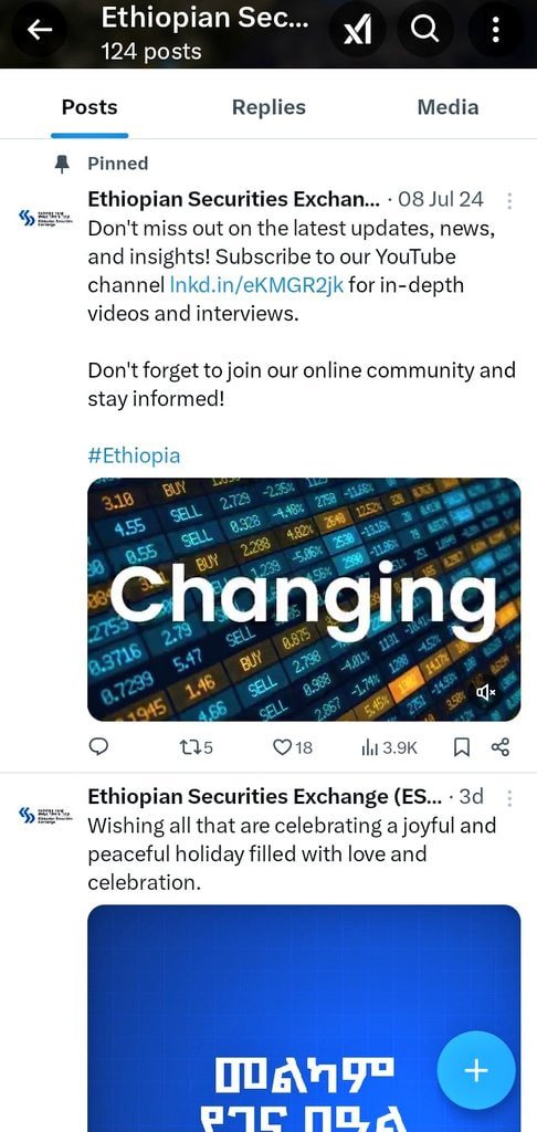 <a href="/ESXEthiopia/">Ethiopian Securities Exchange (ESX)</a>
 has fundamentally failed in its duty by neglecting to utilize Twitter on its launch day. It is imperative for the ESX to understand that:

Visibility is a Requirement: It is your obligation to broadcast your presence to attract investors, both domestically and
