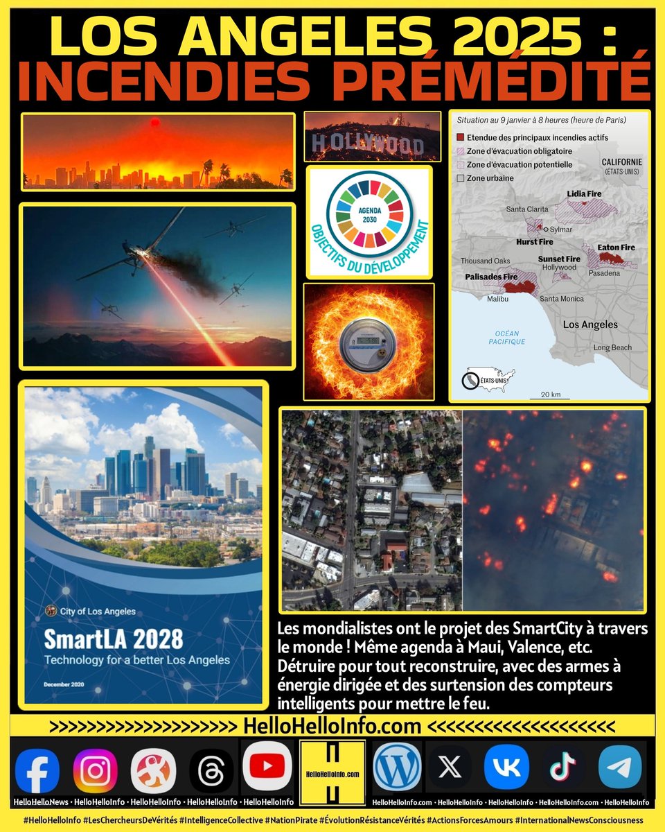 HelloHelloInfo's tweet photo. LOS ANGELES 2025 : INCENDIES PRÉMÉDITÉ
#LA #LosAngeles #LosAngelelesCity #Hollywood #LAFire #DEW #DirectEnergyWeapon #SMW #SmartMeterWeapon #SmarCityLA2028 #SmartCity #NWO #Agenda2030
📡 @HelloHelloInfo +®
#HelloHelloInfo #LesChercheursDeVérités #IntelligenceCollective https://t.co/4rNACXnGvj