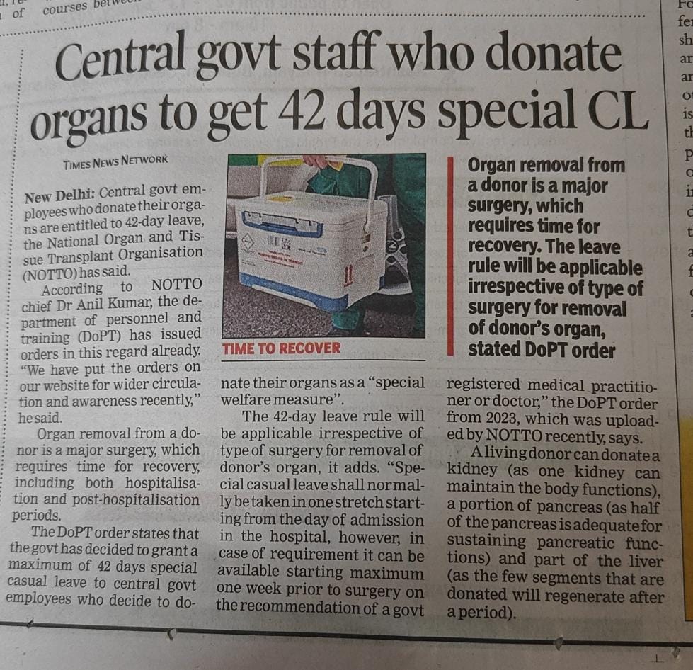 sundar_s1955's tweet photo. Removal of dis incentives for organ donation is a very good initiative https://t.co/oAzl3ARTz5