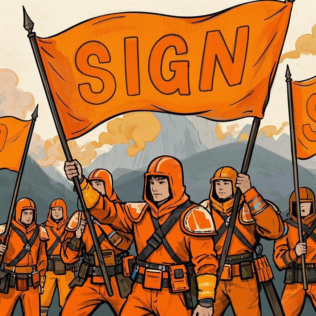 Web3Econ's tweet image. The flag of @sign symbolizes innovation, excellence, and community. It reflects a fearless pursuit of progress, collaborative power, and a commitment to advancing blockchain technology. It serves as a call to action, inspiring collective efforts to achieve the extraordinary🧡