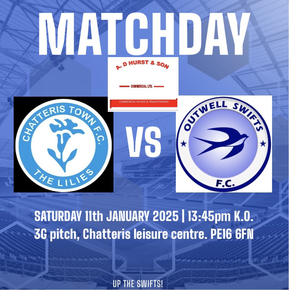 Game day. Today we travel to Chatteris in the quarter final of the North Cambs Junior Cup.