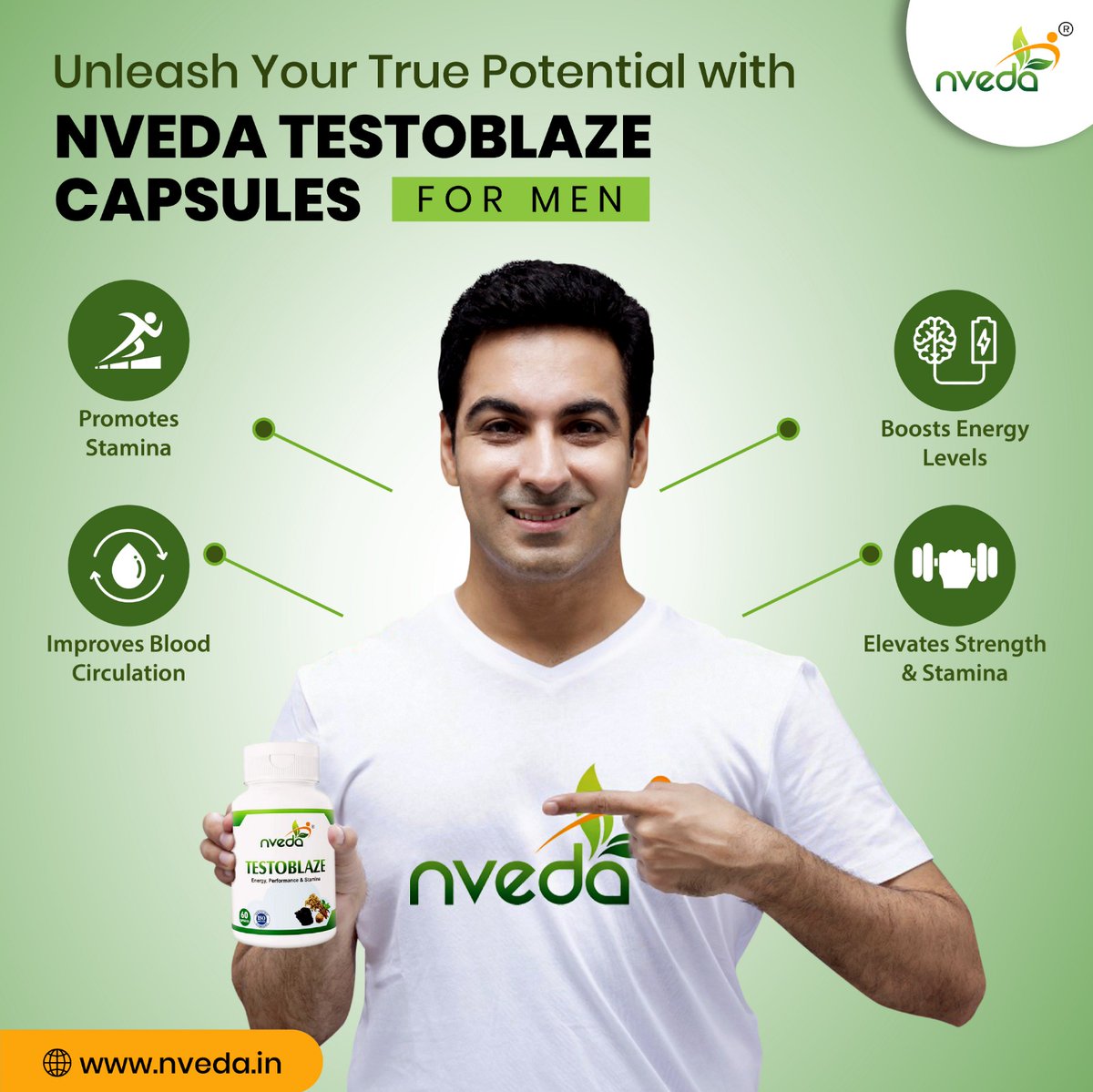 HealthNveda's tweet image. Revitalize men’s health with Nveda Testoblaze! 🌿 AYUSH-approved, powered by 11 herbs like Safed Musli, Tribulus, Tongkat, and Cayenne for stamina, energy, and vitality. 🛒 Shop now: nveda.in 📷 Free Consultation: 08071175544