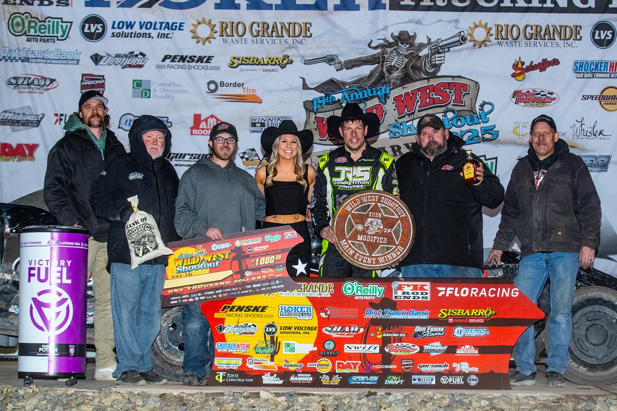 Garrett Alberson, Christy Barnett, and Kyle Strickler visited <a href="/HokerTrucking66/">Hoker Trucking LLC</a> Victory Lane on Friday night during round #4 of the Rio Grande Waste Services Wild West Shootout at <a href="/FKRodEnds/">Team FK</a> <a href="/VadoSpeedway/">Vado Speedway Park</a>.

Full recap -&gt; wildwestshootout.net/press/article/…