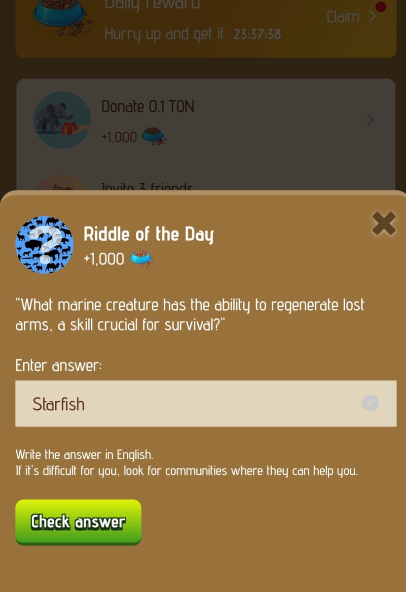 techmasternayan's tweet image. Zoo Rebus of the Day (11 January)

Rebus of the Day CODE: vulture 
IimRiddle of the Day CODE: starfish 

#zoo #airdrop #telegram #dailycombo #ZooRebusoftheDay #ZooRebus #vulture #techmasternayan