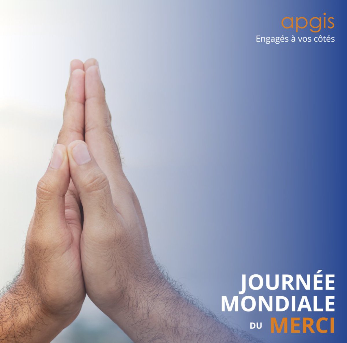 Aujourd’hui, c’est la Journée mondiale du “Merci” 🙏🏻 ! 
Exprimez votre gratitude à ceux qui embellissent votre vie : un mot, un geste ou une pensée suffit pour apporter des émotions positives.

#Merci #Apgis