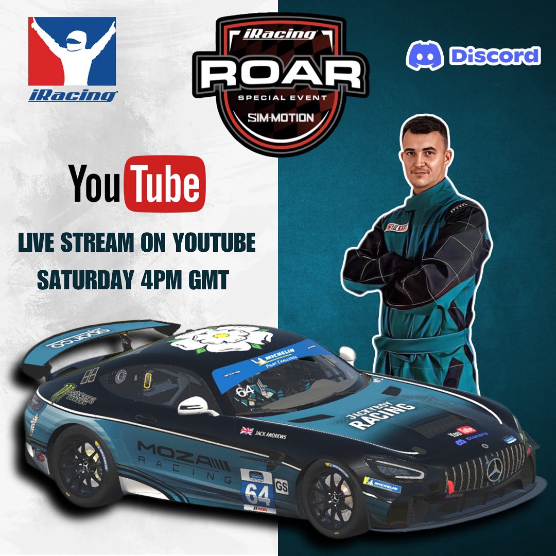Today I will be competing in THE ROAR BEFORE THE 24 trying my best to defend the win from last year.

Join me on YouTube from 4pm today to your your support.

We potentially might have some guest appearances join us that are doing the race as well.