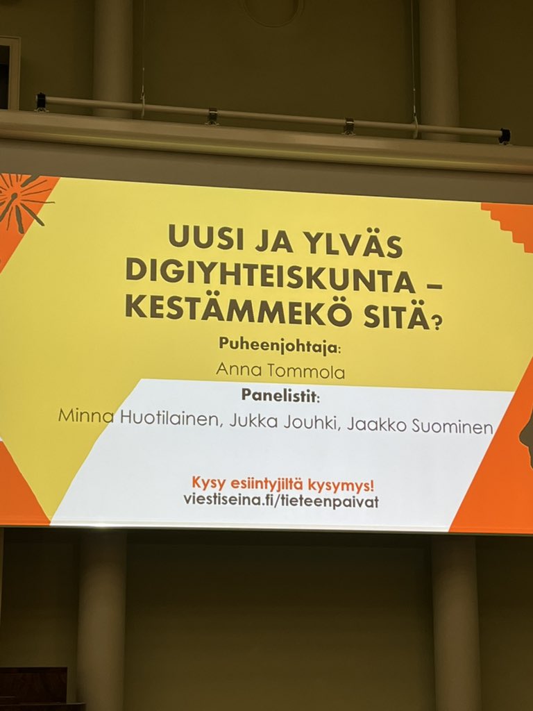 Terhi Pippuri (@pippuriterhi) on Twitter photo #tieteenpäivät on mainio konsepti!
Lauantaiaamu <a href="/helsinkiuni/">University of Helsinki</a> päärakennuksessa digitalisaation ja tekoälyn äärellä 👍🏻 <a href="/Tieteenpaivat/">Tieteen päivät</a> #tieteenpäivät on mainio konsepti!
Lauantaiaamu <a href="/helsinkiuni/">University of Helsinki</a> päärakennuksessa digitalisaation ja tekoälyn äärellä 👍🏻 <a href="/Tieteenpaivat/">Tieteen päivät</a>