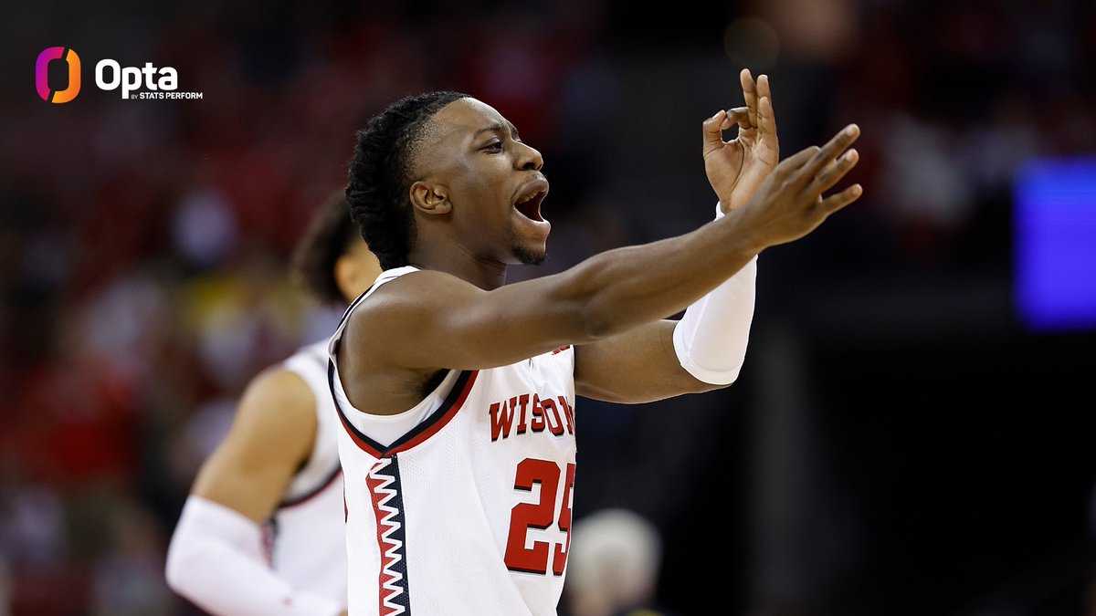 OptaSTATS's tweet image. Wisconsin (@BadgerMBB) against Iowa today:

115+ points
60.0+ FG% 
65.0+ 3P%
85.0+ FT%

No other DI team (men or women) has done that against another DI opponent in the last 25 seasons.