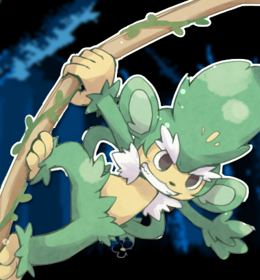 TheSavageSimian's tweet photo. On a serious note, the monkey had been training, his green fur hiding muscles. 

After some flinging around from tree to tree, he spied himself in a nice comfy one, and opted to sleep there.

Naturally, he LAUNCHED himself into the damn thing without looking, so #MvRP/#PkMnRP https://t.co/32gOYbG7Aa