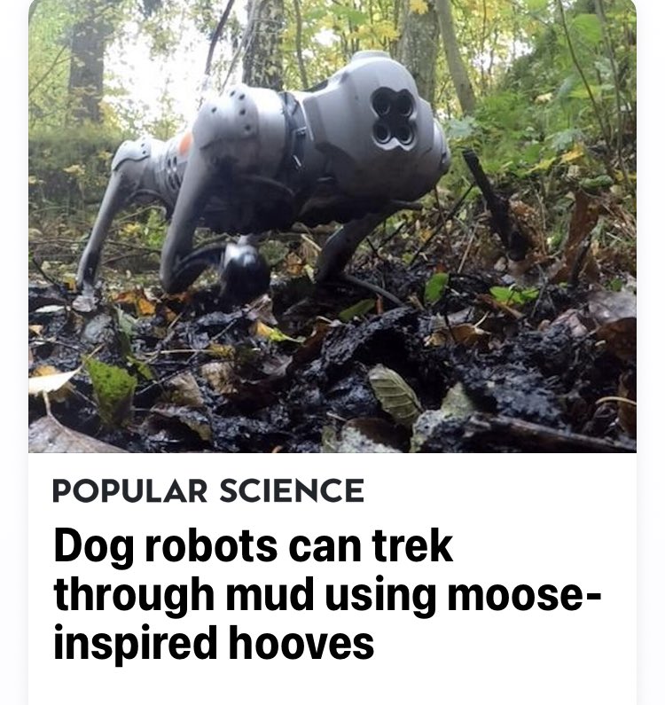 Pros: moose-inspired hooves 
Cons: dog-robots