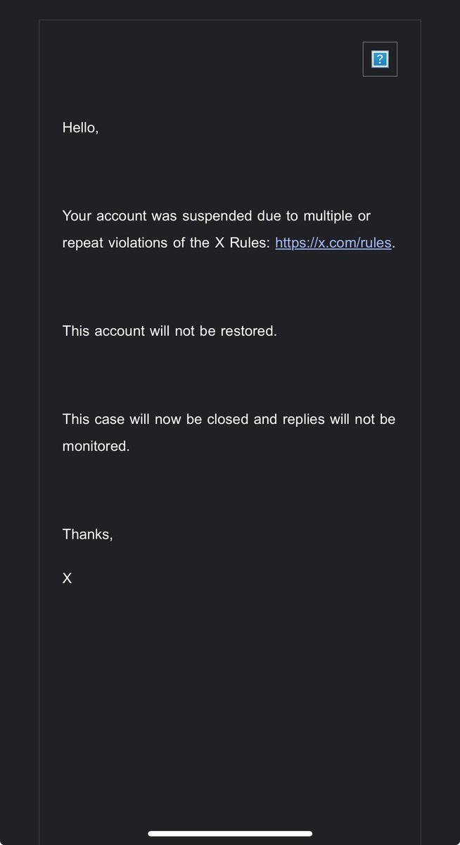 For some reason <a href="/X/">X</a> suspended $HOLD  <a href="/everybodyholds/">Everybody Holds Official</a> primary account for “authenticity”. When I asked them for clarification this was their reply!

Not once did we receive any type of notice, report, or indication that we had violated any sort of X rules from @support . 

The only