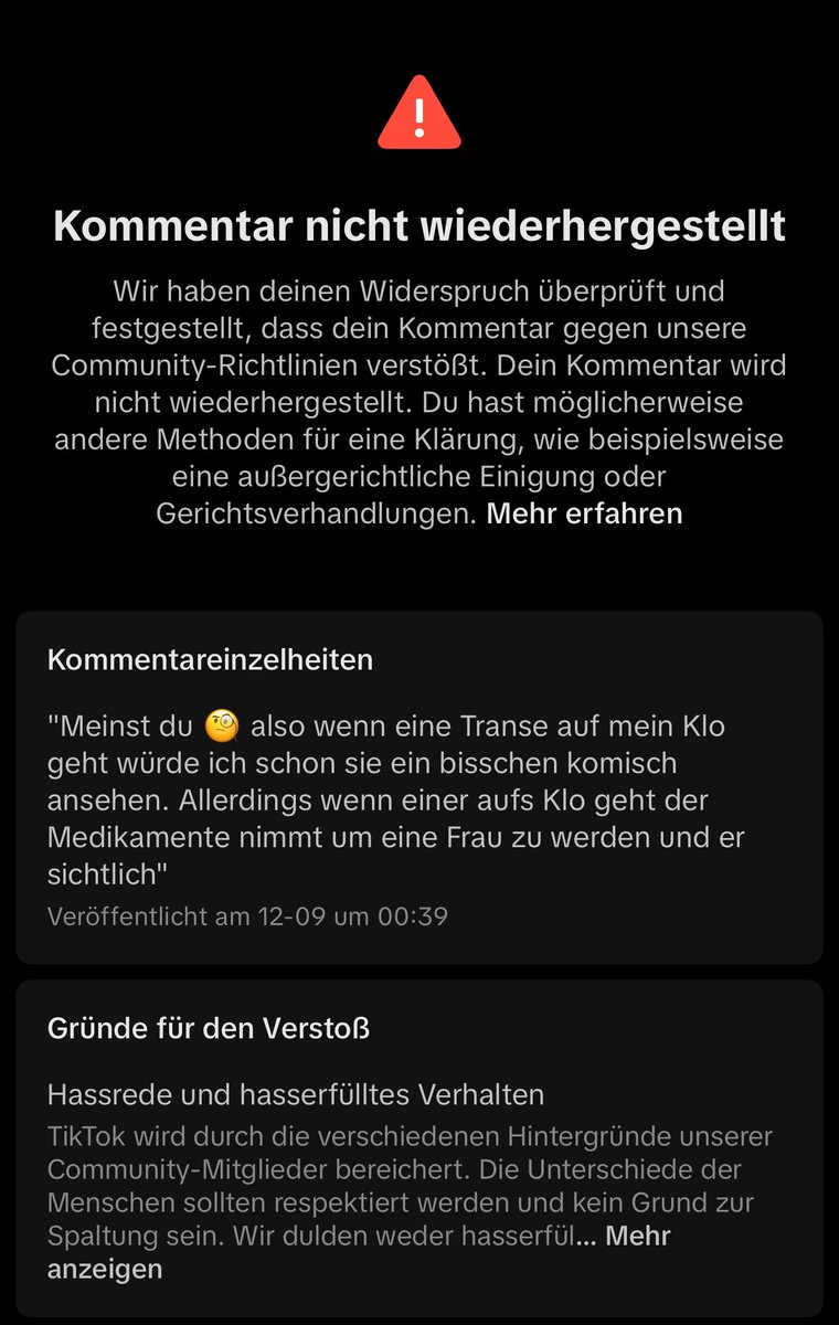 Kann mir jemand erklären was daran HASSERFÜLLT ist?!