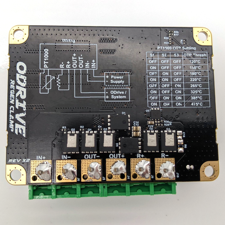 The ODrive Regen Clamp is a high-performance energy management solution. It sits between your power supply and downstream ODrive devices, detecting and dissipating regenerated energy through an external brake resistor. Pick one up on our web shop! #ODrive #Robotics