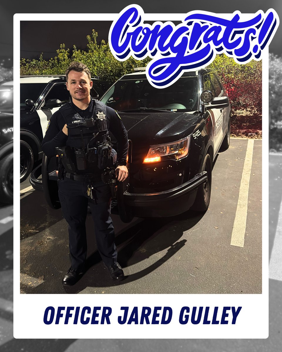 📣 We are proud to announce that Officer Jared Gulley has successfully completed the Tracy Police Department Field Training Program! 👮‍♂️ When you see Officer Gulley around town, be sure to congratulate him on this achievement! 👏