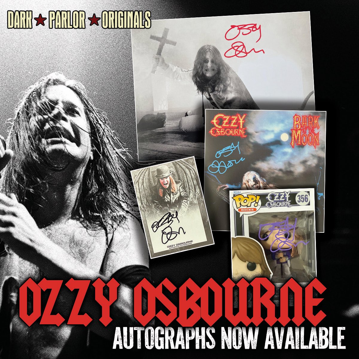 Now available! Ozzy Osbourne autographs. 

Purchase yours at DarkParlorOriginals.com
