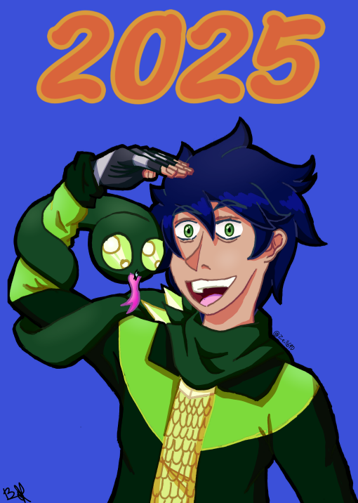 zeill64D's tweet photo. Primer dibujo del año! 
me tomo un par de dias mas de lo que me gustaria pero este año empezamos con buena actitud!

ademas es el año de la serpiente, aunque Zett no sea una realmente muchos lo confunden con una asi que se sentia necesario https://t.co/lQLDuGR2ld