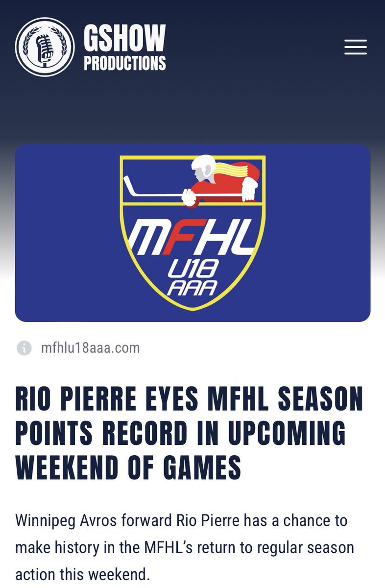 GShow Productions (@gshowpodcast) on Twitter photo ‘Rip Pierre Eyes <a href="/MFHLU18AAA/">Manitoba Female Hockey League - U18 AAA</a> Season Points Record’
gshow.ca/news/rio-pierr… ‘Rip Pierre Eyes <a href="/MFHLU18AAA/">Manitoba Female Hockey League - U18 AAA</a> Season Points Record’
gshow.ca/news/rio-pierr…