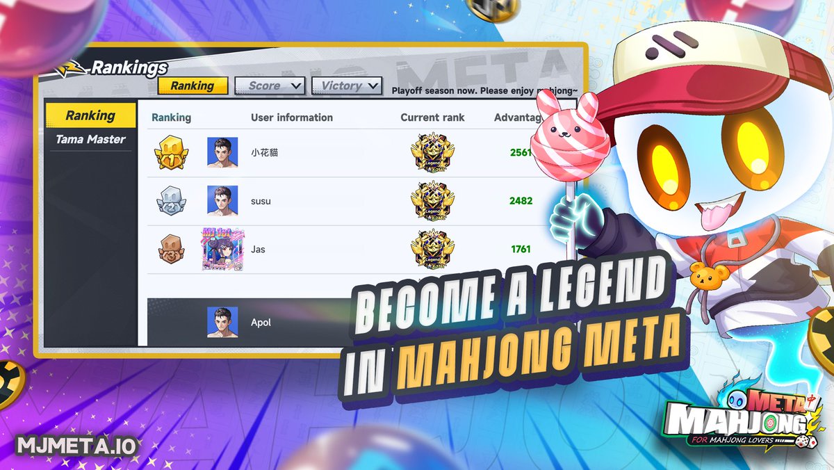 0xMJM's tweet photo. Challenge your skills, win epic matches, and claim your spot on the leaderboard!

Your journey to becoming a legend starts now.

Play now: https://t.co/kvgL2ZAQNn

#gamefi #MahjongMeta #BecomeALegend 🚀 https://t.co/1c6zvD4YRX