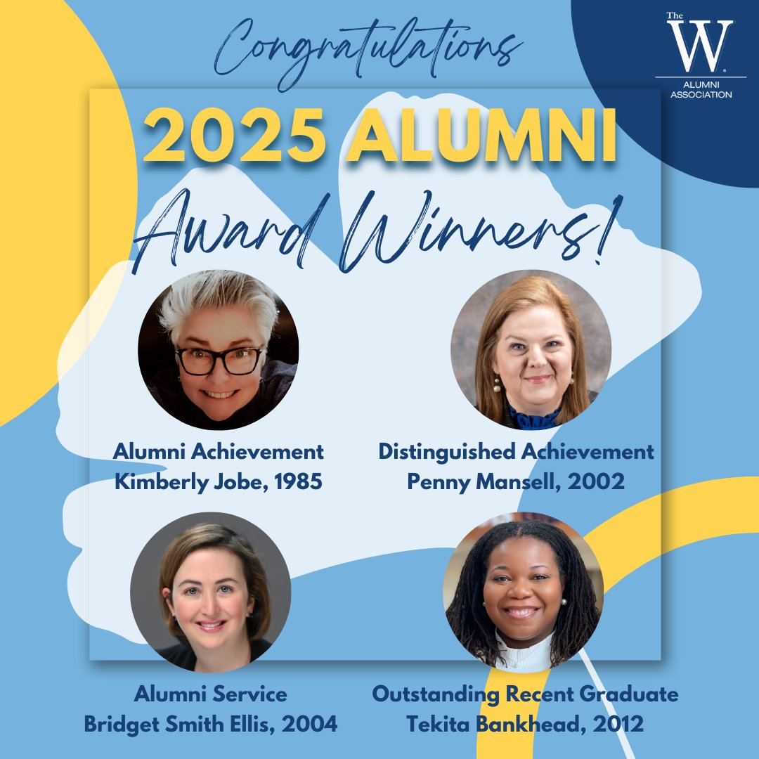 Congratulations to this year's MUWAA Alumni Award winners: Kimberly Jobe, Penny Mansell, Bridget Smith Ellis and Tekita Bankhead. These outstanding women will receive their awards during convocation at Homecoming on April 5. #MUWAA #TheW #MUWAAAlumniAwards