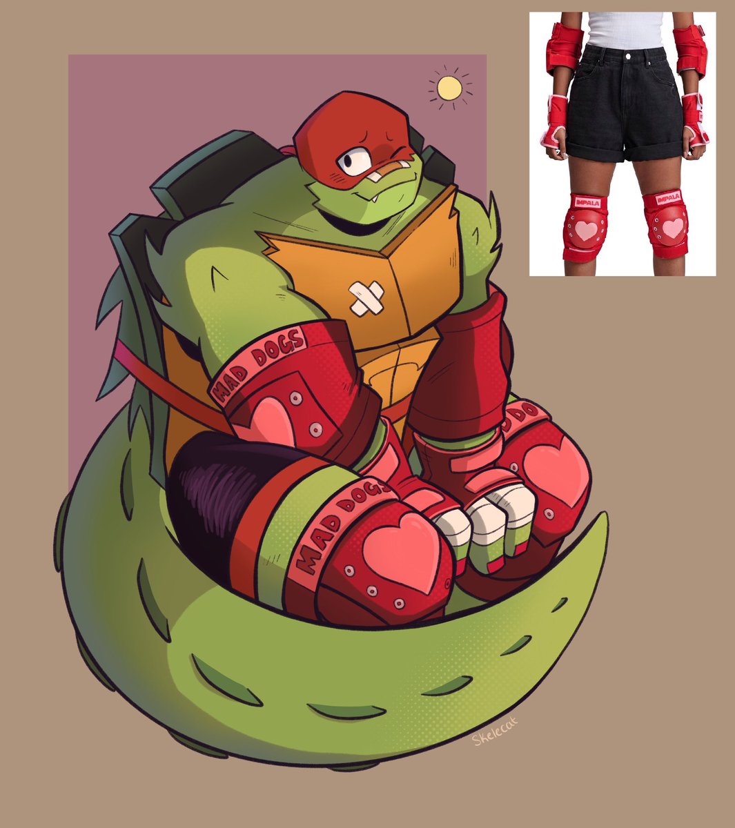 skullybone_'s tweet image. I saw these on Pinterest and had to draw Raph in them #rottmnt