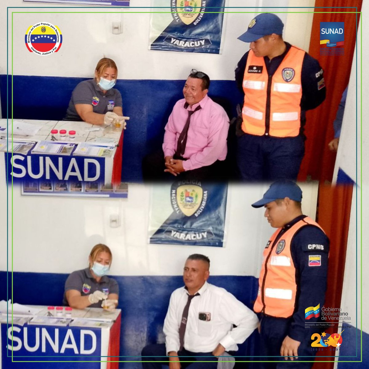 Desde el terminal de pasajeros del Municipio Independencia el equipo de la SUNAD en conjunto con el PNB en el Marco del Dispositivo Navidades Seguras 2024 desarrollan Aplicación de Pruebas de Orientación Toxicologica a conductores de transporte público