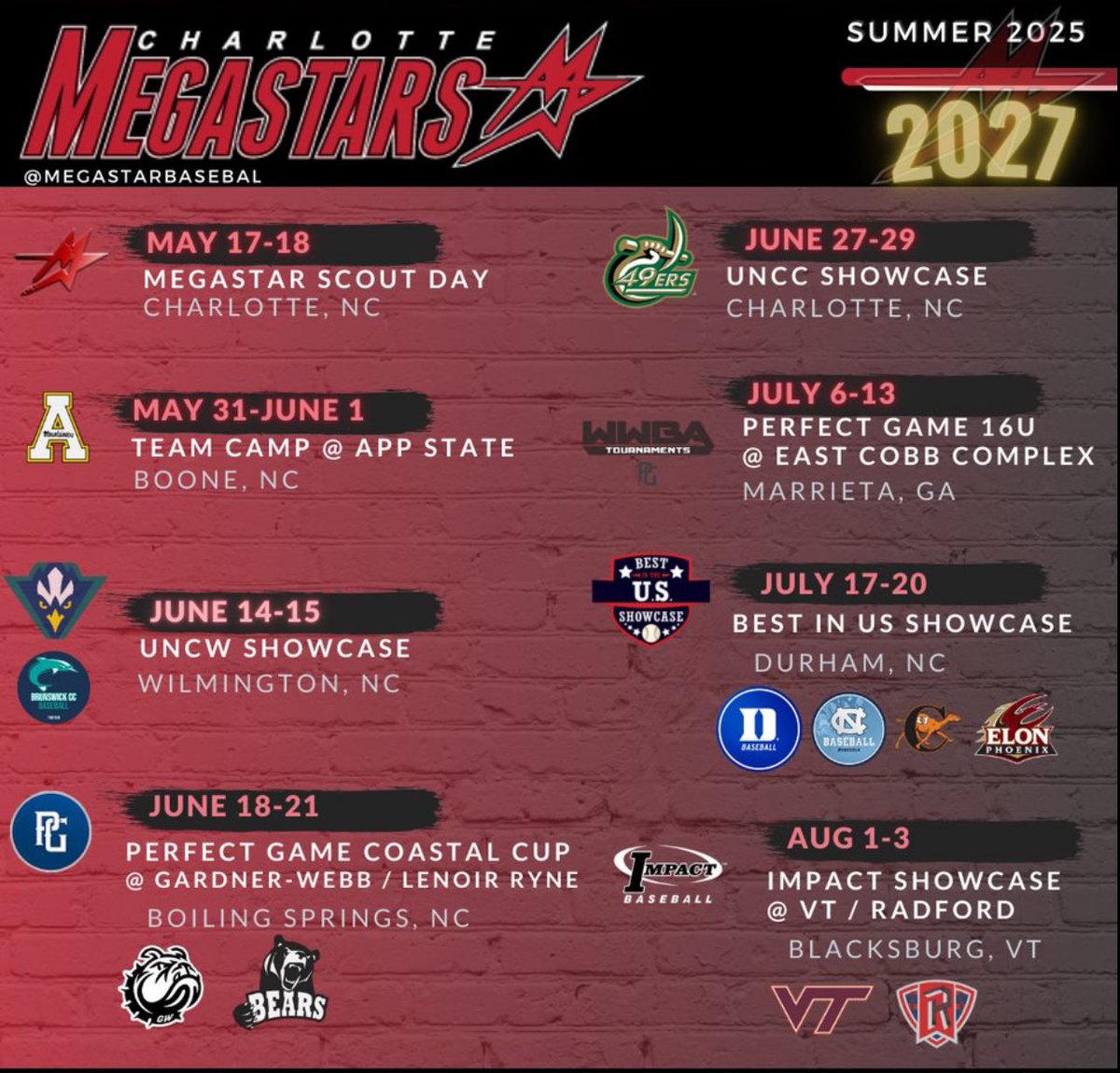 If you get a chance come see these boys play. Lots of college talent coming soon!! 
<a href="/PrepBaseballNC/">Prep Baseball North Carolina</a> <a href="/PerfectGameUSA/">Perfect Game USA</a> <a href="/IMPACTBASEBALL_/">Impact Baseball</a> <a href="/JeffMcNeely7/">Jeff McNeely</a> <a href="/Megastarbasebal/">Charlotte Megastars Baseball</a>