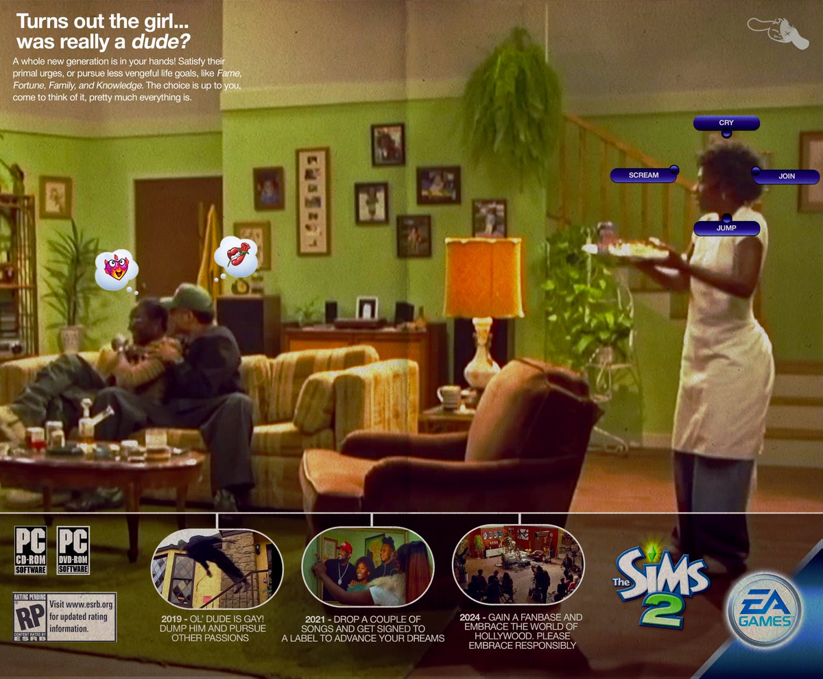 Doechii "Denial Is A River" as "The Sims 2" Advertisements