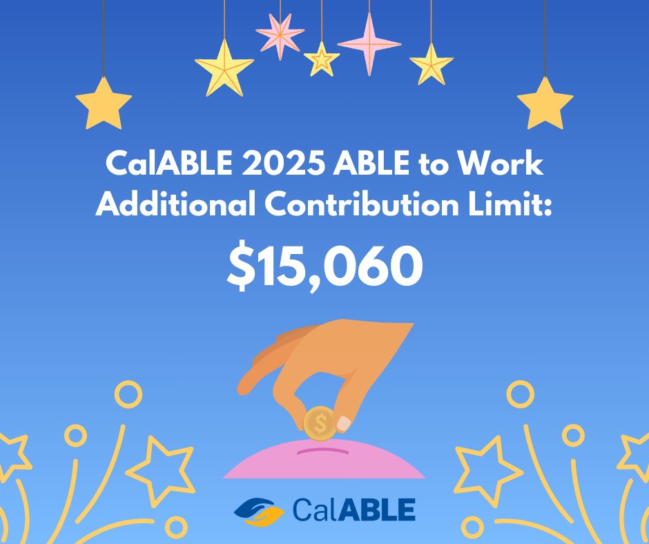 wearecalable's tweet photo. This year, when you are employed and not contributing to an employer based retirement plan, you can contribute an additional $15,060 to your CalABLE account from your income!

https://t.co/qcLhfZcFoE

#CalABLE #WeAreCalABLE #PeopleWithDisabilities #Disability #ABLEaccounts https://t.co/5tTMVISKjy