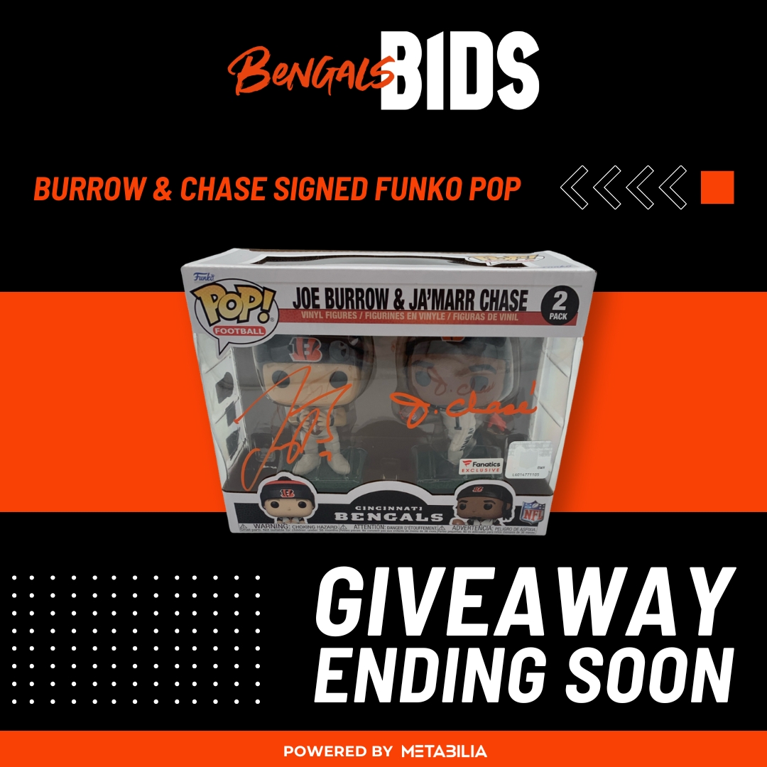 🔥 CINCINNATI, THIS IS YOUR CHANCE! 🐅 Bengals fans, time is running out to score a Joe Burrow and Ja'Marr Chase Signed Funko Pop—a must-have collectible for every Who Dey fan! 🏈✨

⚡ Head to Bengals Bids on the Team App or visit bengals.com/bids now! 🏆🔥