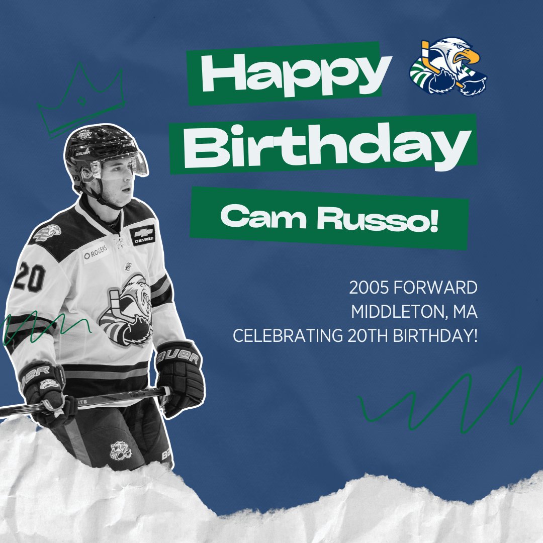 SurreyEagles's tweet photo. Eagles fans, join us in giving a big birthday shoutout to forward, Cam Russo! 🦅

#SoarWithUs https://t.co/rffanDfwLz