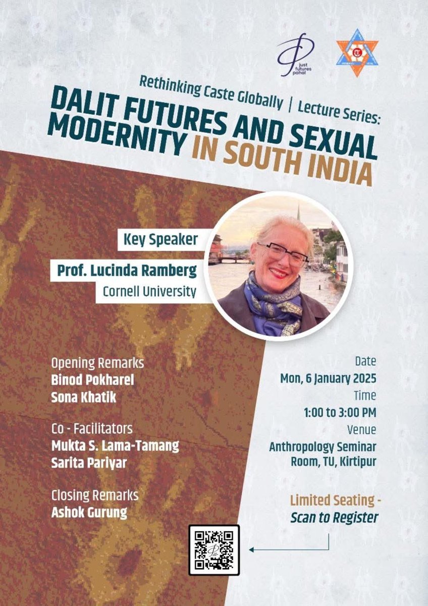 sarita pariyar (@saritapariyar) on Twitter photo As part of the Rethinking Caste Globally Lecture Series at JFP, we are delighted to invite you to the inaugural public lecture by Professor Lucinda Ramberg, titled тАЬDalit Futures and Sexual Modernities in South India.тАЭ
<a href="/PatankarPrachi/">Prachi Patankar</a> <a href="/YashicaDutt/">Yashica Dutt</a> <a href="/SAPCornell/">Cornell South Asia Program</a> As part of the Rethinking Caste Globally Lecture Series at JFP, we are delighted to invite you to the inaugural public lecture by Professor Lucinda Ramberg, titled тАЬDalit Futures and Sexual Modernities in South India.тАЭ
<a href="/PatankarPrachi/">Prachi Patankar</a> <a href="/YashicaDutt/">Yashica Dutt</a> <a href="/SAPCornell/">Cornell South Asia Program</a>