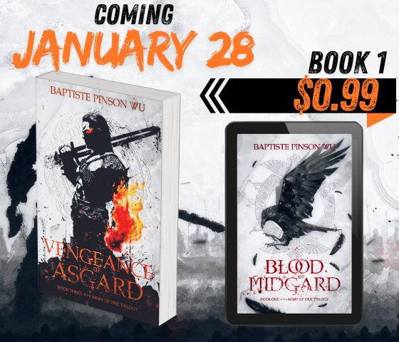 PinsonBaptiste's tweet photo. Haven't shared much about it, but I have a book releasing at the end of the month! 

And BLOOD OF MIDGARD, the first in the trilogy is 0.99$ at the moment! https://t.co/fe8oQUbo3Z