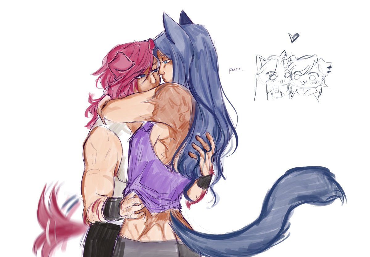 sad today so i drew them again 🐶🐱