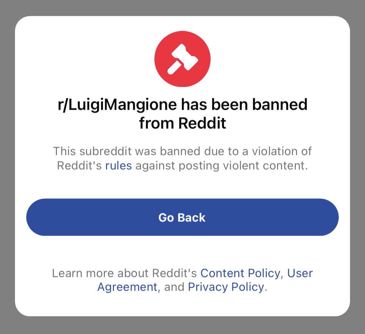 davenewworld_2's tweet photo. Reddit just banned r/LuigiMangione 👀 https://t.co/baKTnAQ3OL